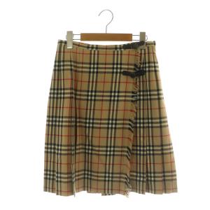 ウールプリーツラップスカート 膝丈 38 ベージュ /MY OS SH