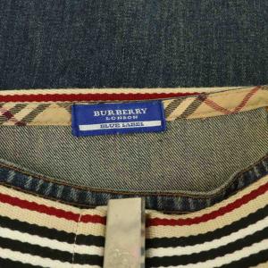 BURBERRY BLUE LABEL ベルト付きデニムスカート 膝丈 台形 ストレッチ 38 ブルー /MY OS SH