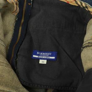 BURBERRY BLUE LABEL スタッズベルト付きデニムスカート 膝丈 ストレッチ 38 ブルー /MY OS