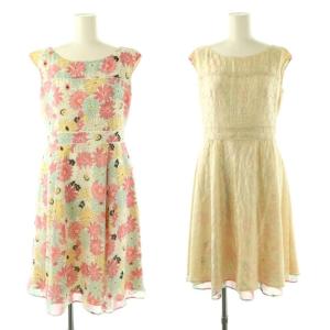 花柄ワンピース ノースリーブ リバーシブル 2 ベージュ オフホワイト マルチカラー /DO OS