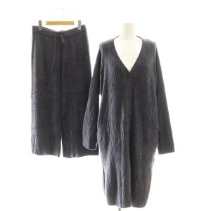 24SS 調温スムーズィーロングカーディガン×パンツ セット ルームウエア F ネイビー /CX OS
