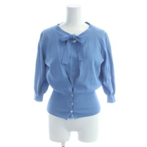 カーディガン ノースリーブトップス セット 40 青 ブルー リボンタイ 七分袖 無地 /AB OS