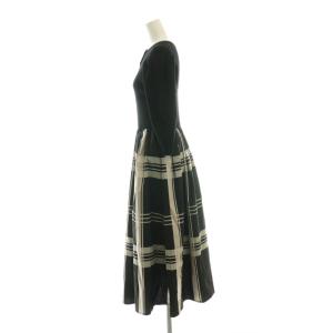 Apuweiser-riche チェックドッキングミディワンピース 1 黒 ブラック スカート部分 チェック 黒 ブラック ベージュ 七分袖