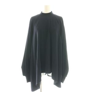 PEダブルクロス ハイネックブラウス プルオーバー 38 ネイビー /DF OS