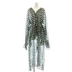 チェック ワンピース 長袖 ロング 38 白 グレー 黒 /NR OS