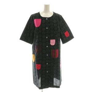 イロイネンタッキ シャツワンピース ひざ丈 36 黒 ブラック ピンク /SS OS