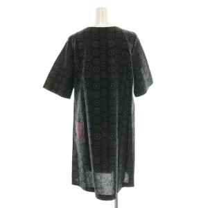 marimekko イロイネンタッキ シャツワンピース ひざ丈 36 黒 ブラック ピンク /SS OS
