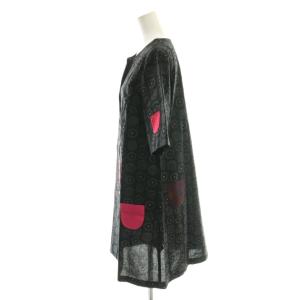 marimekko イロイネンタッキ シャツワンピース ひざ丈 36 黒 ブラック ピンク /SS OS