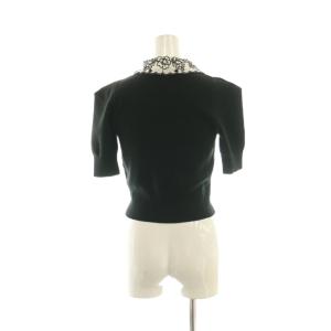 SNIDEL 25SS Sustainaエンブロイダリープルオーバー カーディガン F 黒 ブラック 半袖 花柄刺繍
