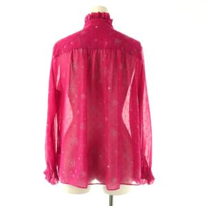 theory luxe 24AW Celestial SF Print Iva ブラウス 長袖 シアー S32 ピンク グレー