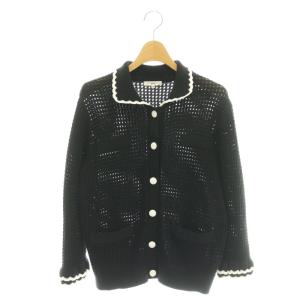 25SS コンパクトクロシェニットジャケット 38 ブラック