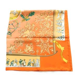 HERMES neige d'antan 去年の雪 カレ90 シルク オレンジ