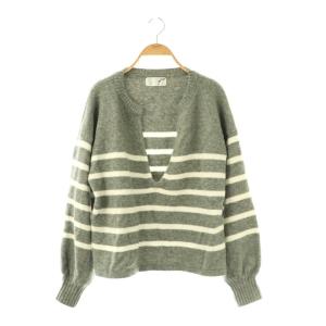 24AW 深Vネックプルオーバー ニット セーター F グレー ホワイト /DO OS