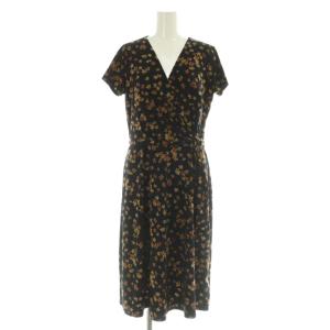 花柄 カシュクール ワンピース ロング 半袖 2 ネイビー /MY OS