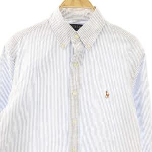 POLO RALPH LAUREN ストライプシャツ 長袖 S ライトブルー ホワイト /DO OS