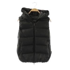 F.LLI CERRUTI ダウンベスト ジップアップ フード 40 ブラック /DO OS