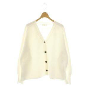25SS ファインコットンスムース Vネックカーディガン ニット ホワイト /ES OS