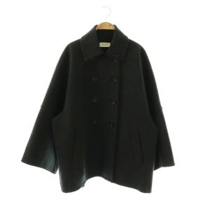 24AW ウールモッサ ステンカラーミディコート F ダークグレー