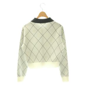 SNIDEL 25AW アーガイルチェックカーディガン ニット F ホワイト グレー /DF OS SH