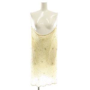 HAND BEADED EMBROIDERY SLIP DRESS ワンピース ミニ シルク