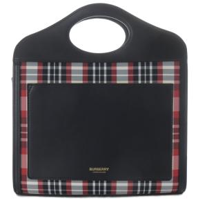 BURBERRY ハンドバッグ ポケットバッグ チェック 2way ブラック レッド