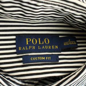POLO RALPH LAUREN CUSTOM FIT コットンストライプシャツ ブラウス 長袖 前開き 2 白 黒 /NR OS