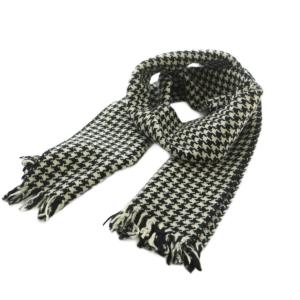 CHUNKY DOGTOOTH SCARF マフラー ウール 千鳥格子柄 フリンジ F 黒 ベージュ 578-5278005