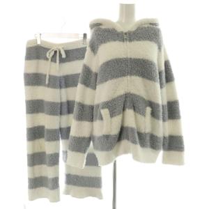 ジェラート2ボーダー パーカー ロングパンツ セットアップ ルームウェア F ホワイト ブルー /HK