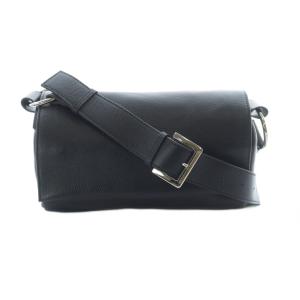 ミニレザーボディバッグ ショルダーバッグ レザー 本革 黒 ブラック フラップ開閉 /RI OS