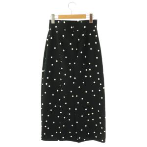 SNIDEL 25SS シンプルタイトスカート ドット 水玉 0 ブラック ホワイト /ES OS
