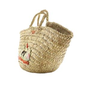 ANYA HINDMARCH ワッペン刺繍スパンコール付きカゴバッグ バスケット ハンド ベージュ /SS OS