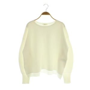 24SS ファインコットンスムースプルオーバー ニット セーター 長袖 ホワイト /MY OS