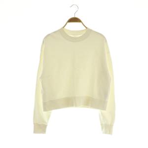 24AW コットン 裏毛クロップドプルオーバー スウェット トレーナー 長袖 オフホワイト /MY OS
