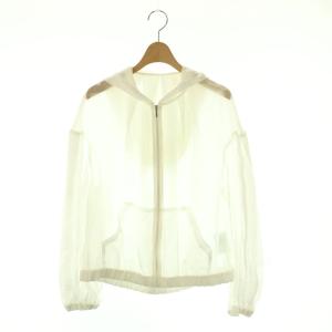 シャイニーシャツジップアップフーディパーカー 長袖 シアー S ホワイト /DO OS