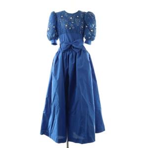 レースパフスリーブパーティードレス ワンピース 10 青 ブルー /AQ OS SH