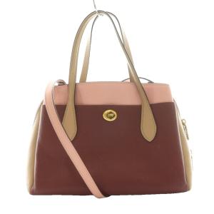 2WAYバッグ ハンド ショルダー レザー 赤紫 レッドパープル /SS OS