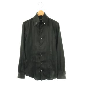 長袖 サテン ストライプシャツ M ブラック /DF OS