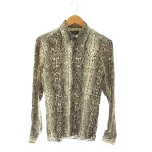 パイソン柄 シャツ 長袖 M グレー /DF OS
