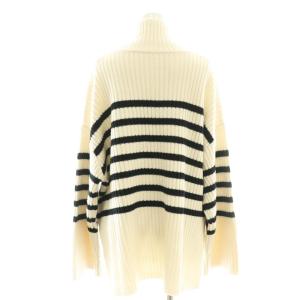 LE CIEL BLEU Stripe Rib Turtle Sweater セーター ニット 36 オフホワイト ブラック /DF