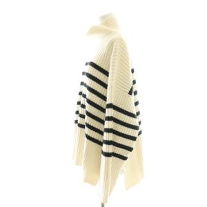 LE CIEL BLEU Stripe Rib Turtle Sweater セーター ニット 36 オフホワイト ブラック /DF