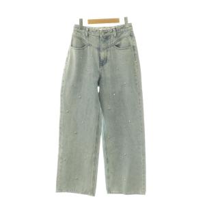 24AW ハートスタッズワイドデニムパンツ ジーンズ ジッパーフライ 2 ライトブルー シルバー色 /DO