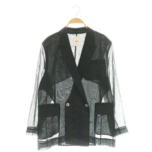 25SS ソフトオーガンジー オーバーサイズジャケット シアー 36 ブラック