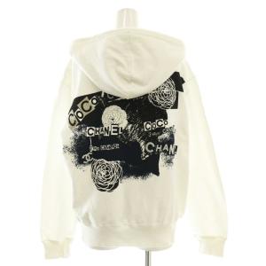 CHANEL P63299 グラフィティロゴ ジップアップパーカー M ホワイト