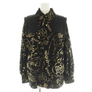 カメリア ココマーク キルティング切替シャツ 38 ブラック