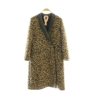 23AW レオパード ロングコート アウター チェスター フェイクファー フェイクレザー 38 ベージュ