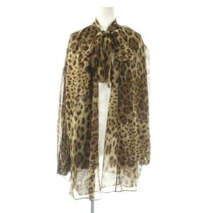 レオパード シフォン ブラウス カーディガン 長袖 40 ブラウン /HK OS