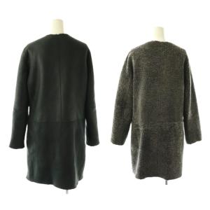 GALERIE VIE リバーシブル ムートンコート アウター ジップアップ 1 グレー 紺 /NR OS