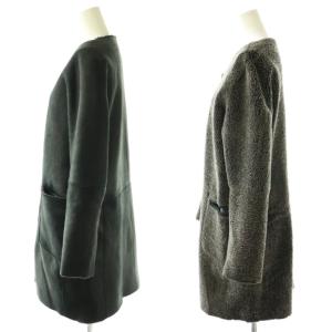 GALERIE VIE リバーシブル ムートンコート アウター ジップアップ 1 グレー 紺 /NR OS