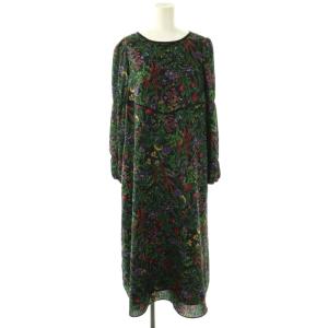 24SS フラワープリントワンピース 36 ブラック マルチカラー