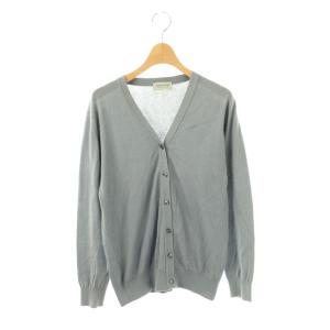 コットンVネックカーディガン 長袖 M ブルーグレー /DO OS